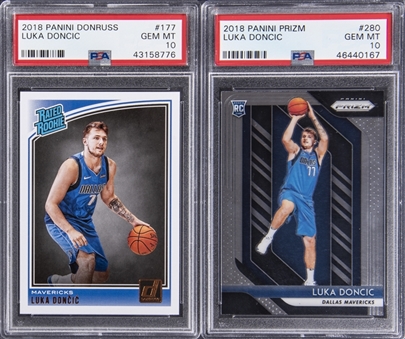 2018-19 Luka Doncic PSA GEM MT 10 Rookie Card Pair (2 Different) Featuring Panini Prizm #280 Example!